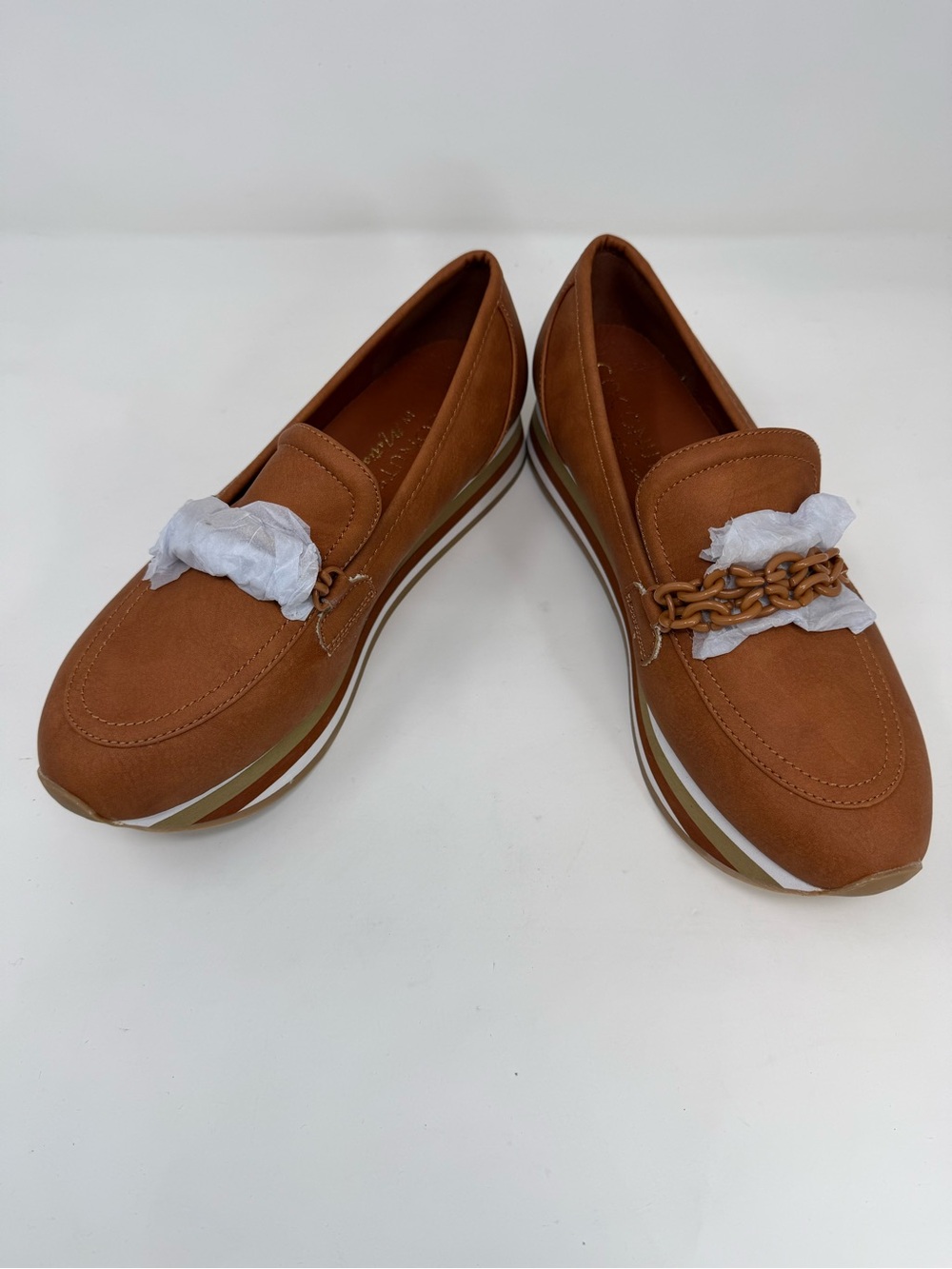 NWOB coconuts by Matisse slip on loafers size 9 cognac brown platform